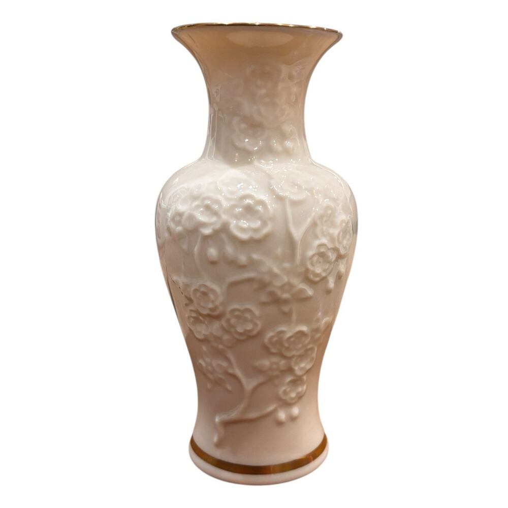 Vintage Lenox Floral Flowers Bud Vase 24K Gold Trim 6-1/2" Tall Made in USA